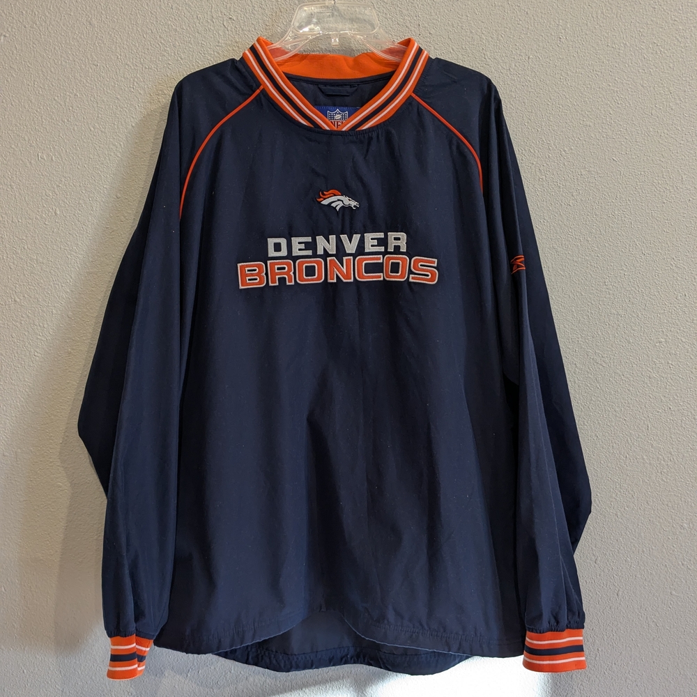 Denver Broncos Navy Pullover Jacket Size Large